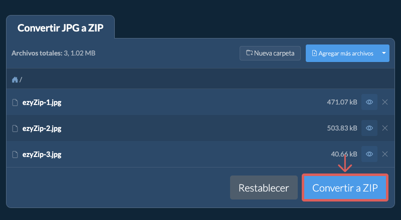 Convertir a ZIP