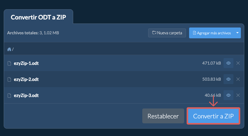Convertir a ZIP Convertir a ZIP