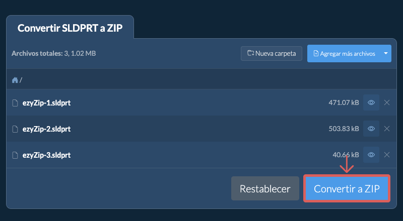 Convertir a ZIP Convertir a ZIP