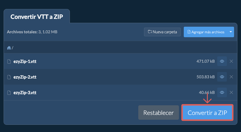 Convertir a ZIP Convertir a ZIP