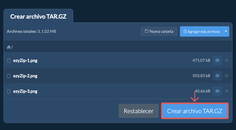 Guarde el archivo TAR.GZ creado en el disco local 2. Crear archivo TAR.GZ