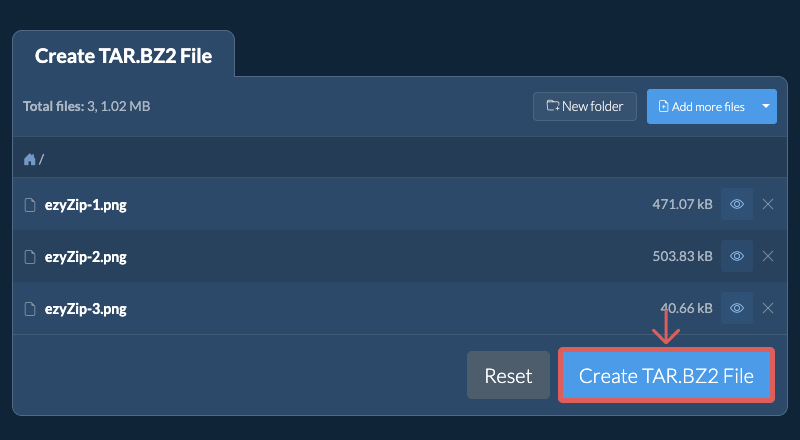 2. Create TAR.BZ2 File
