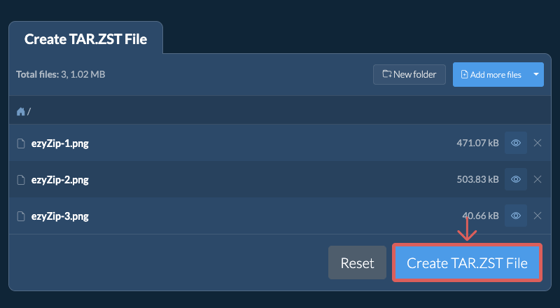 2. Create TAR.ZST File