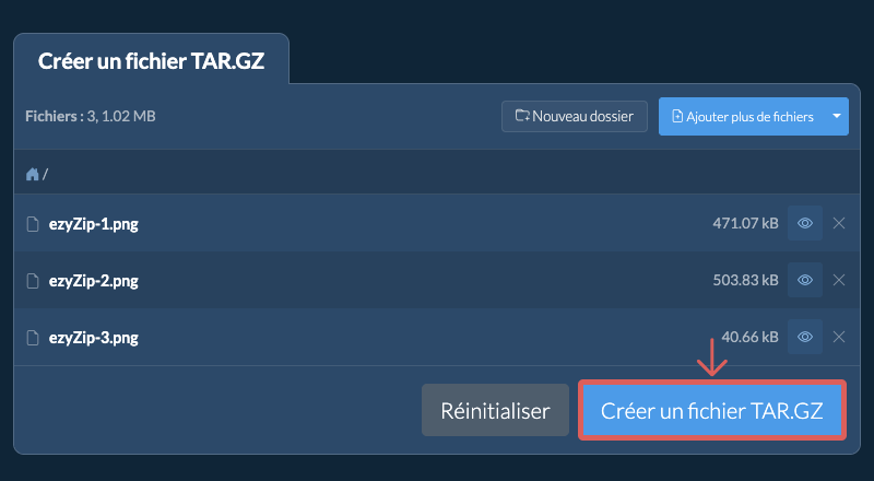 2. Créer un fichier TAR.GZ