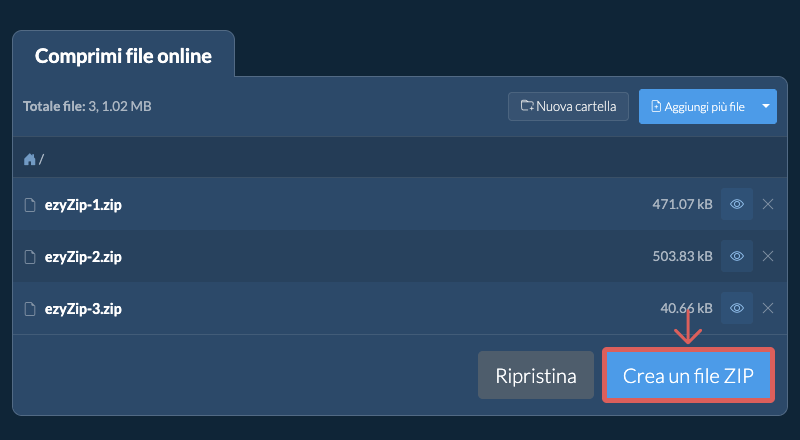 Fare clic qui per avviare la compressione