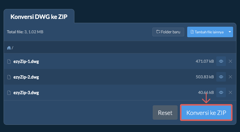 Konversi ke ZIP Konversi ke ZIP