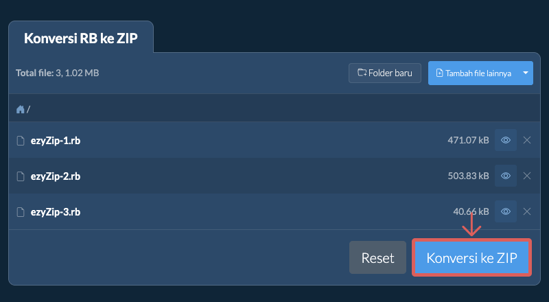 Konversi ke ZIP