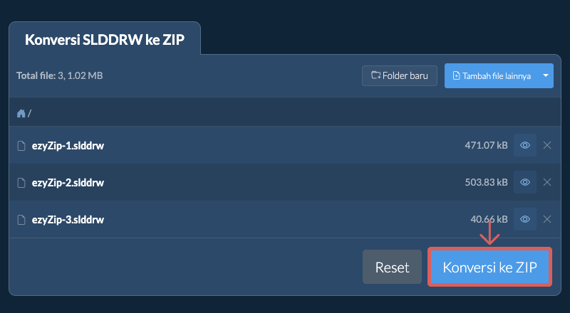 Konversi ke ZIP Konversi ke ZIP