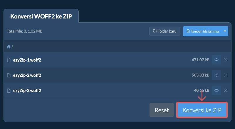 Konversi ke ZIP Konversi ke ZIP