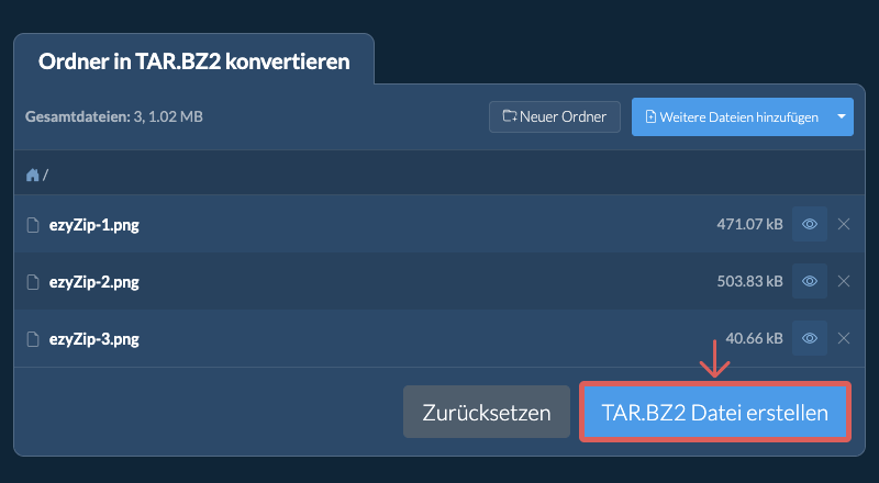Ordnerkonvertierung starten