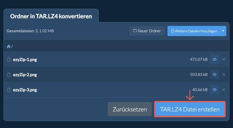 Ordnerkonvertierung starten Ordnerkonvertierung starten