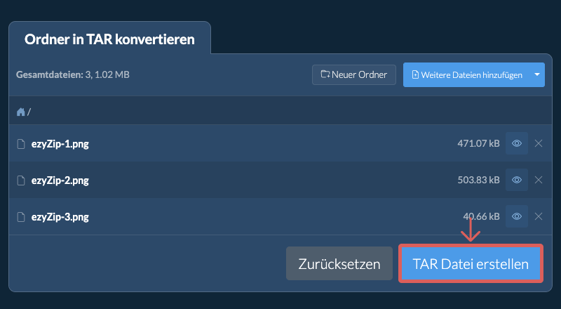 Ordnerkonvertierung starten Ordnerkonvertierung starten