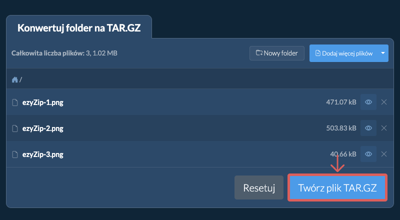 Rozpocznij konwersję folderu Rozpocznij konwersję folderu
