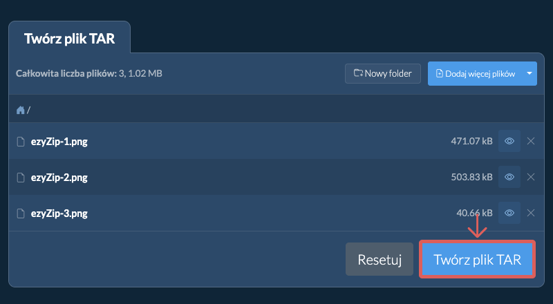 Zapisz utworzony plik TAR na dysk lokalny 2. Twórz plik TAR