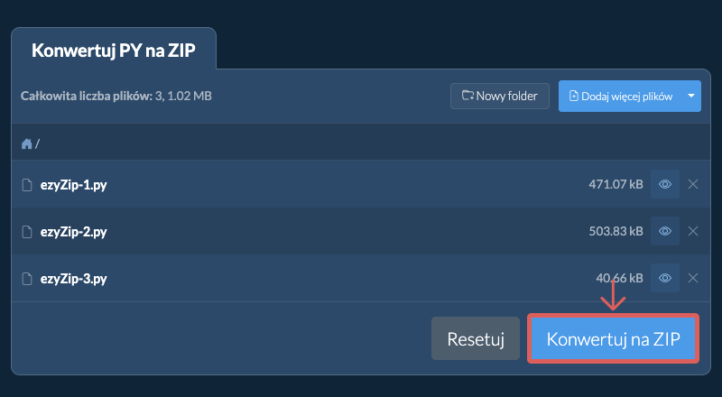 Konwertuj na ZIP Konwertuj na ZIP