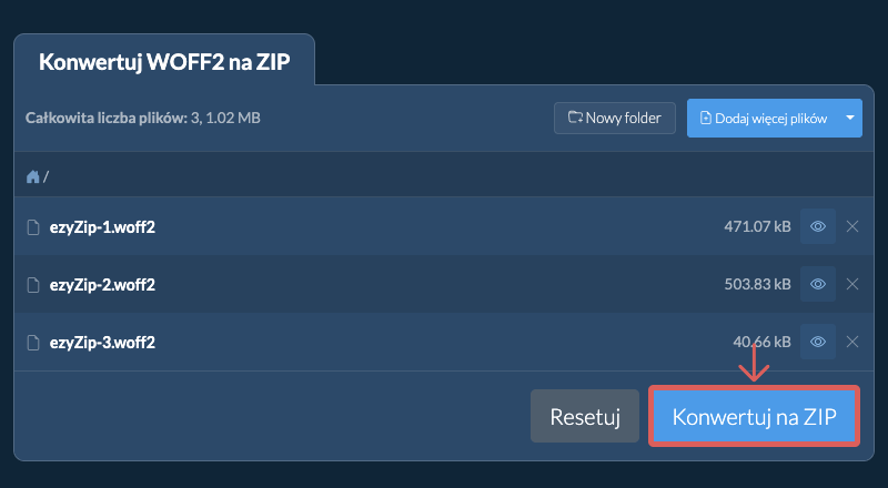 Konwertuj na ZIP Konwertuj na ZIP