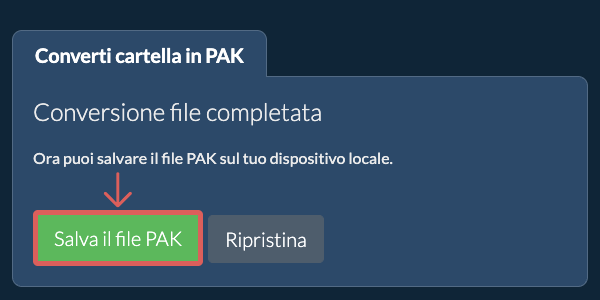 Salva cartella convertita Salva cartella convertita