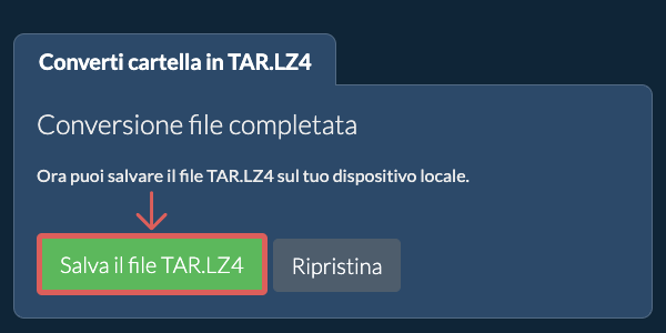 Salva cartella convertita Salva cartella convertita