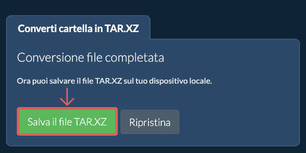 Salva cartella convertita Salva cartella convertita