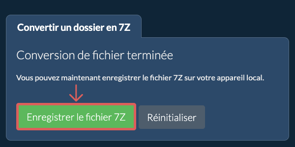 Enregistrer le dossier converti Enregistrer le dossier converti