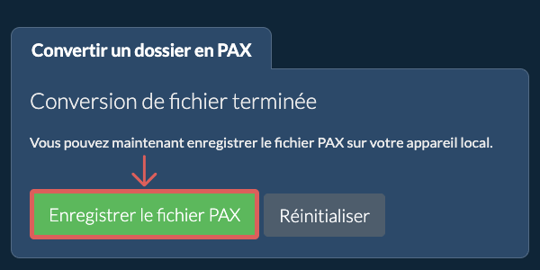 Enregistrer le dossier converti Enregistrer le dossier converti