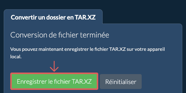 Enregistrer le dossier converti Enregistrer le dossier converti