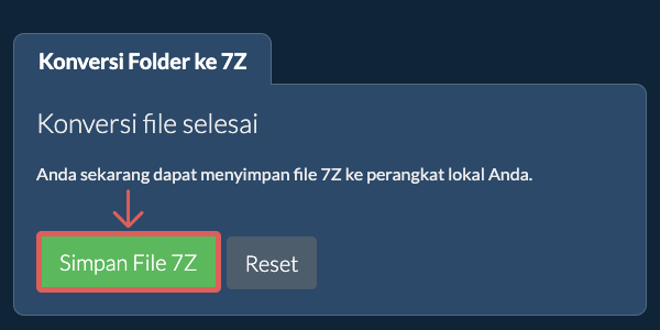 Simpan folder yang telah dikonversi Simpan folder yang telah dikonversi