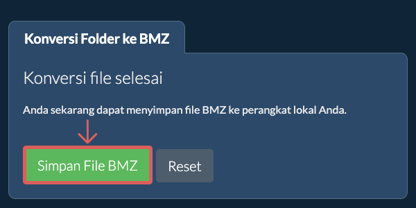 Simpan folder yang telah dikonversi
