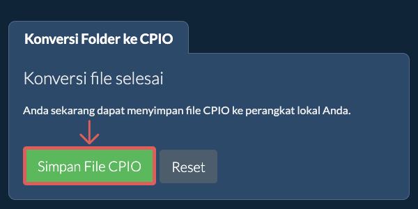 Simpan folder yang telah dikonversi Simpan folder yang telah dikonversi