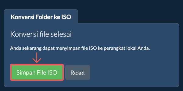 Simpan folder yang telah dikonversi Simpan folder yang telah dikonversi