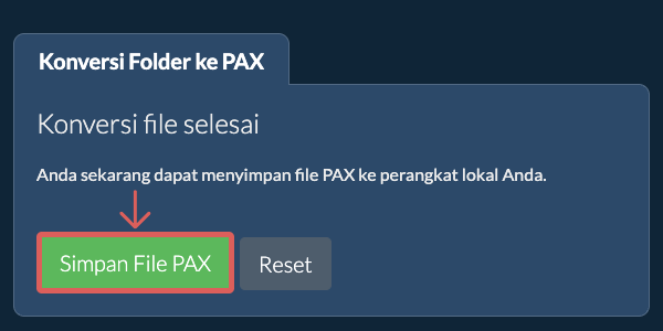 Simpan folder yang telah dikonversi Simpan folder yang telah dikonversi