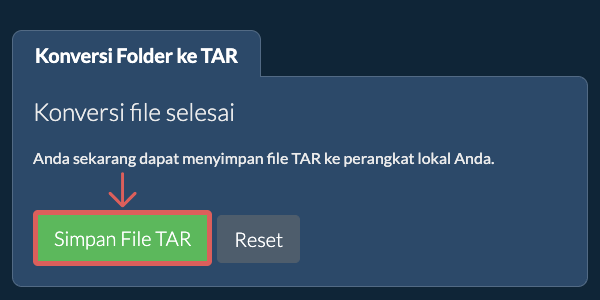 Simpan folder yang telah dikonversi Simpan folder yang telah dikonversi