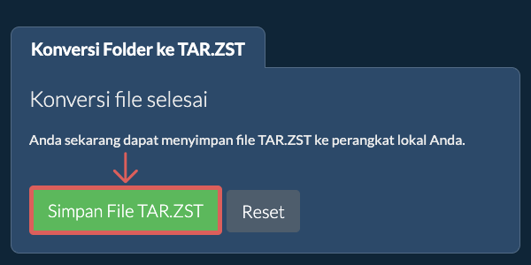 Simpan folder yang telah dikonversi Simpan folder yang telah dikonversi