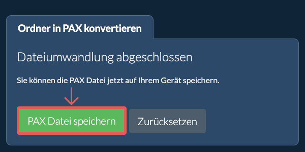 Konvertierten Ordner speichern Konvertierten Ordner speichern