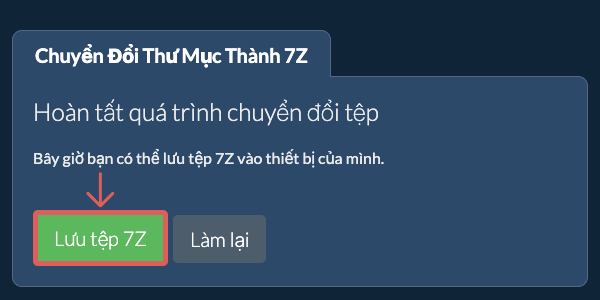 Lưu thư mục đã chuyển đổi