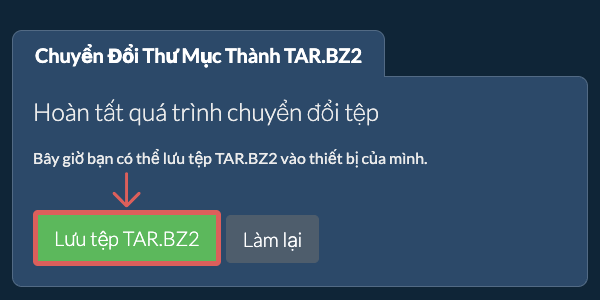 Lưu thư mục đã chuyển đổi