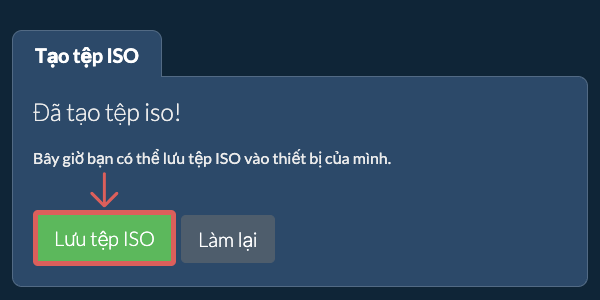 Lưu tệp ISO đã tạo vào ổ đĩa cục bộ