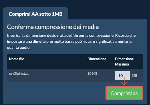 Converti in 1MB
