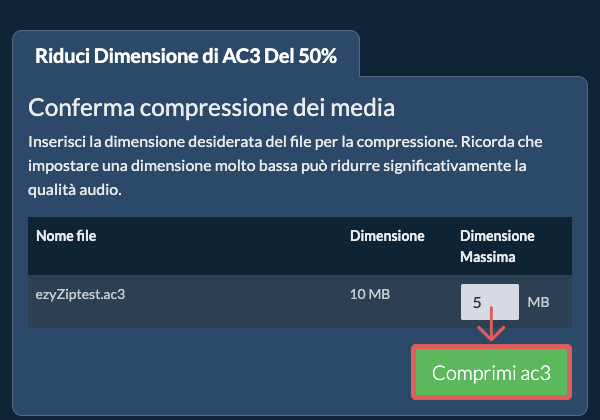Converti in 50% Comprimi 50%