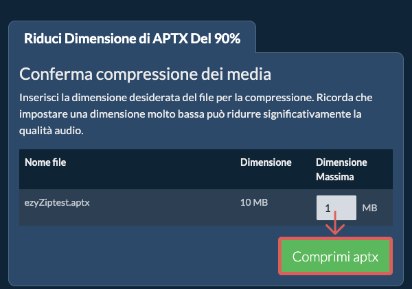 Converti in 90% Comprimi 90%