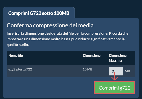 Converti in 100MB