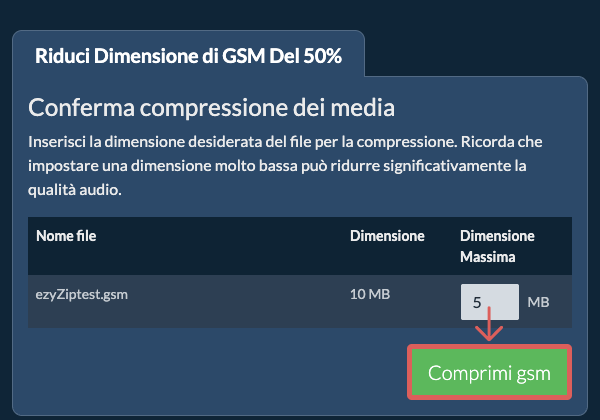 Converti in 50% Comprimi 50%