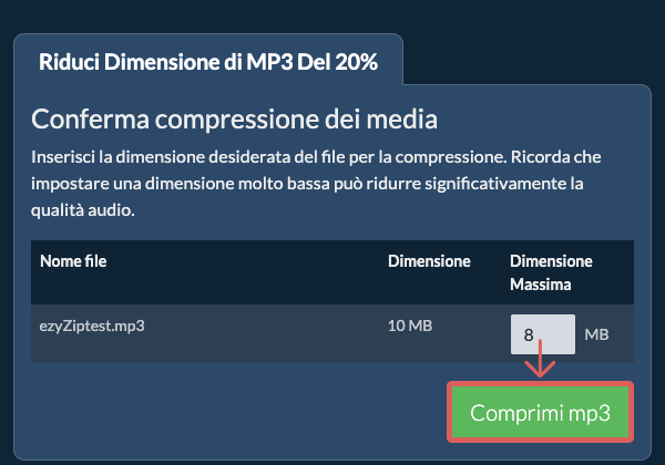 Converti in 20% Comprimi 20%