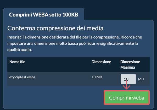 Converti in 100KB Converti in 100KB