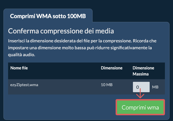Converti in 100MB