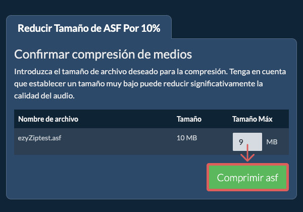 Convertir a 10% Comprimir 10%