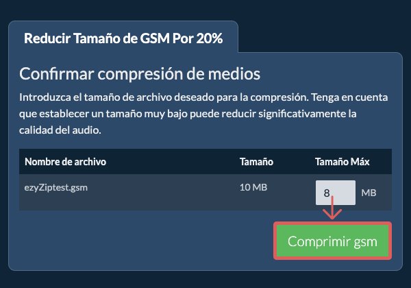 Convertir a 20% Comprimir 20%