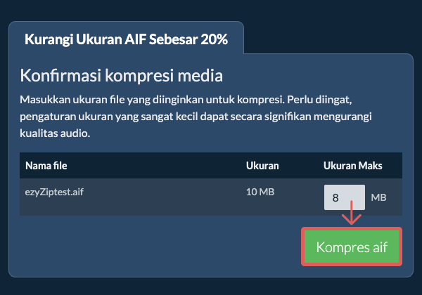 Konversi ke 20% Kompres 20%