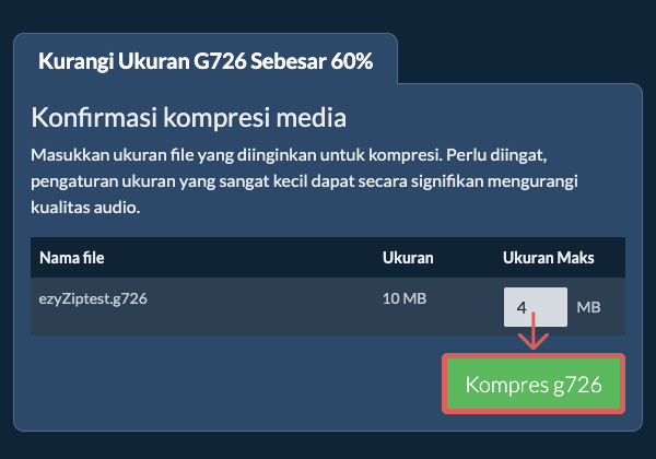 Konversi ke 60% Kompres 60%