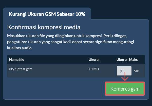 Konversi ke 10% Kompres 10%